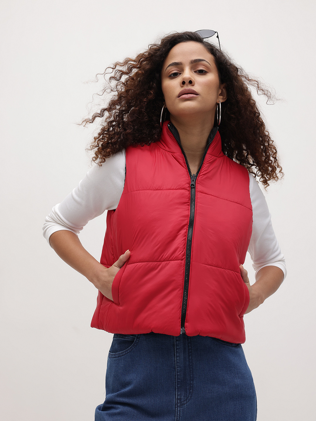 The Roadster Life Co. Cropped Reversible Padded-Style Gilet Jacket with Toggle Hem