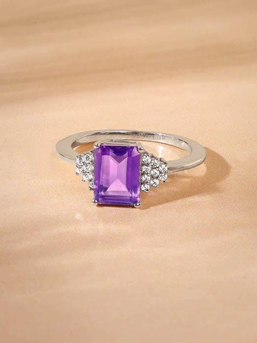 GIVA Silver Amethyst Ring