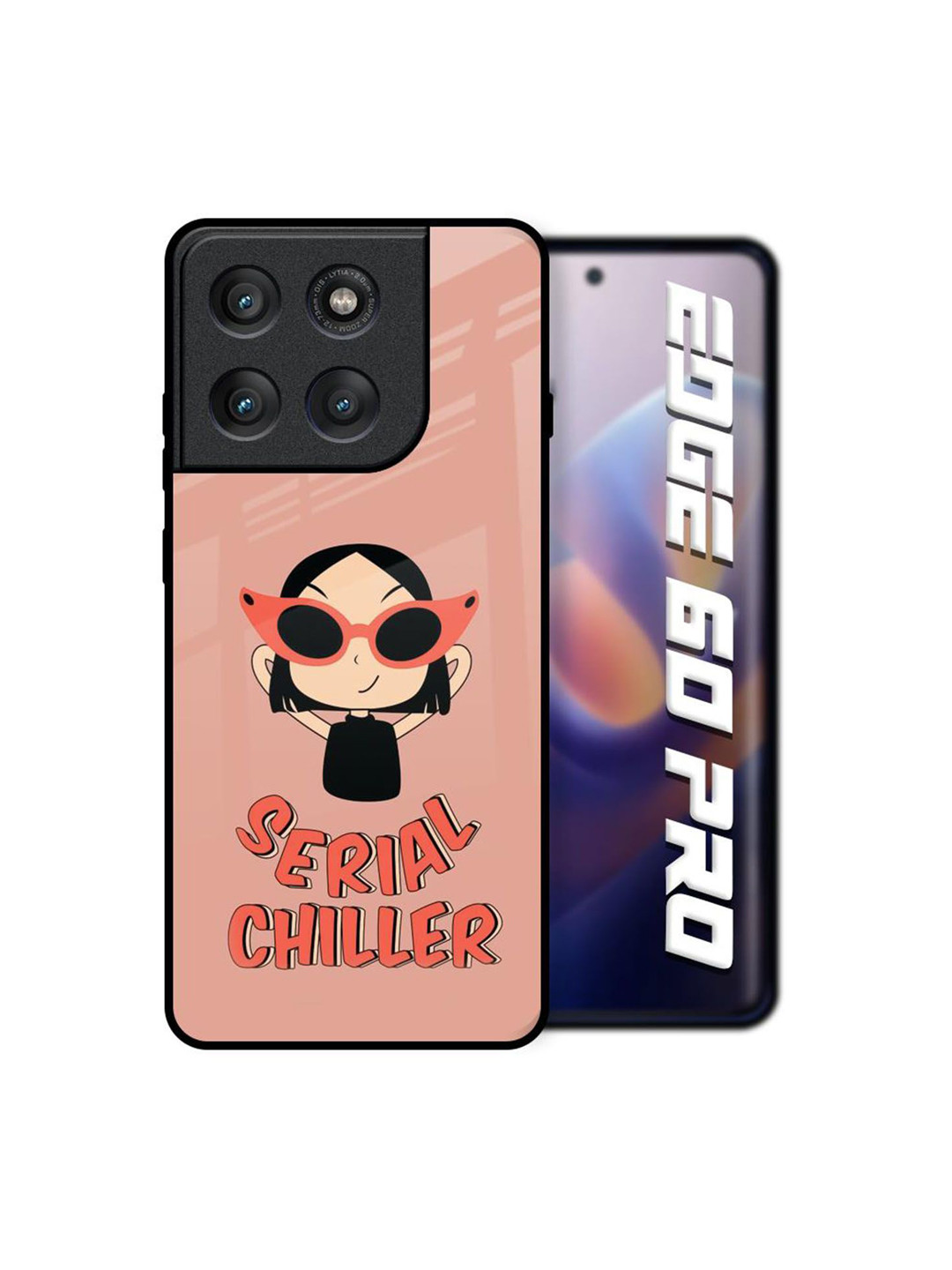 QRIOH Chilling Girl Printed Motorola Edge 60 Pro Glass Back Case Mobile Accessories