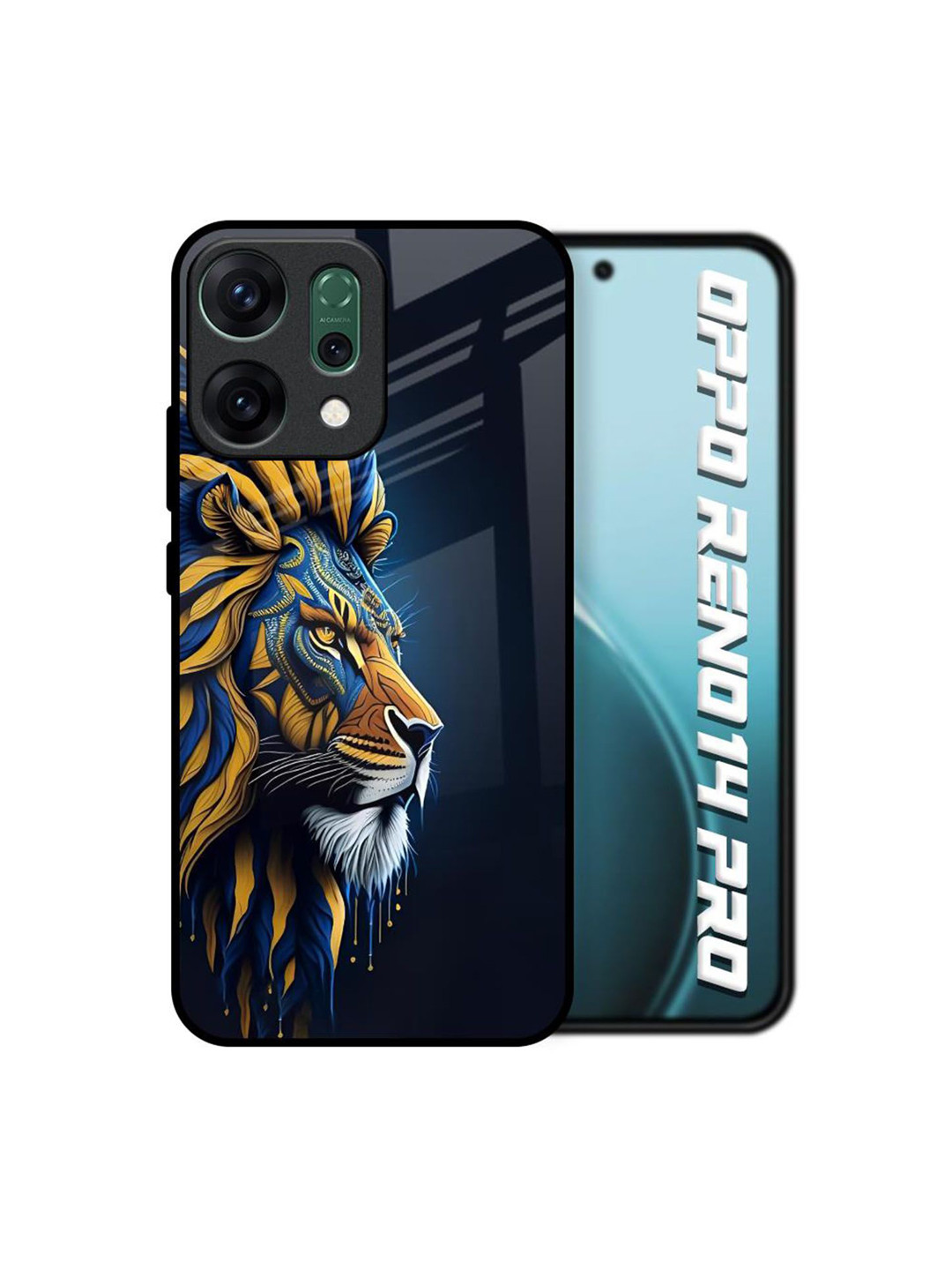 QRIOH Animated Lion Glass Case for Oppo Reno14 Pro 5G