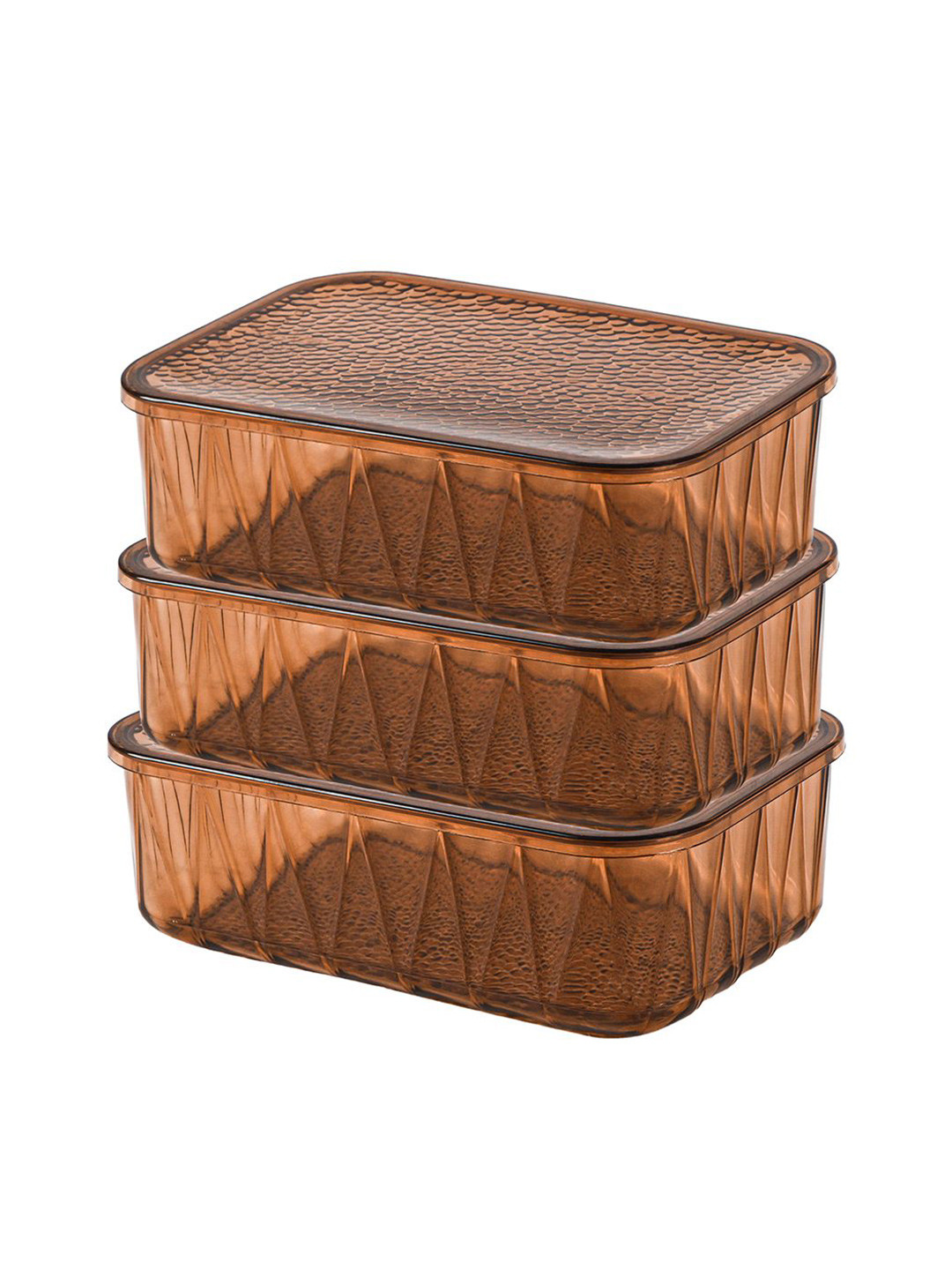 Kuber Industries Brown 3 Pieces Food Storage Containers 4.6L Each With Lid
