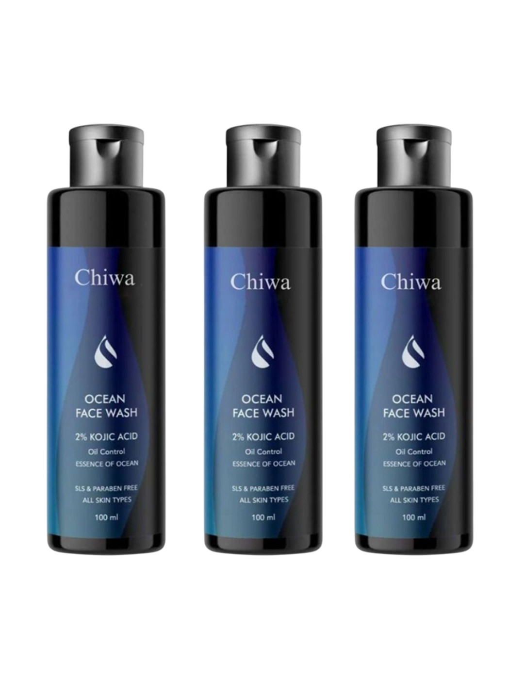 CHIWA Set Of 3 2% Kojic Acid Ocean Face Wash - 100 ml Each