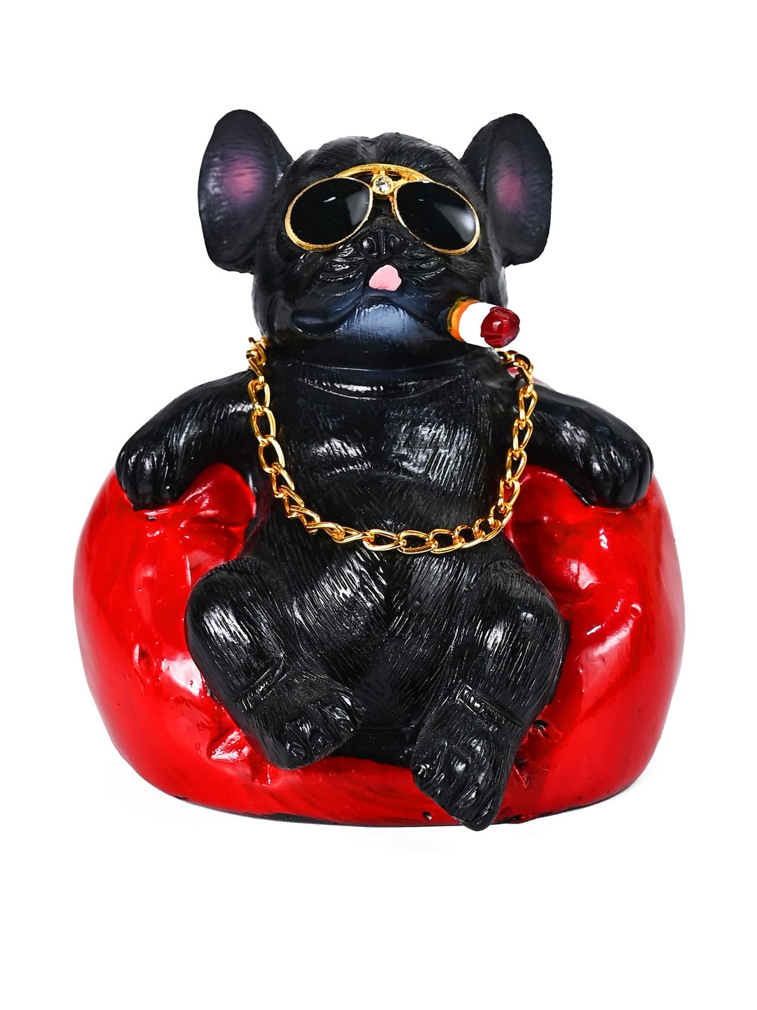 HINDCRAFT Black Polyresin Bulldog on Couch Figurine Decor Showpiece