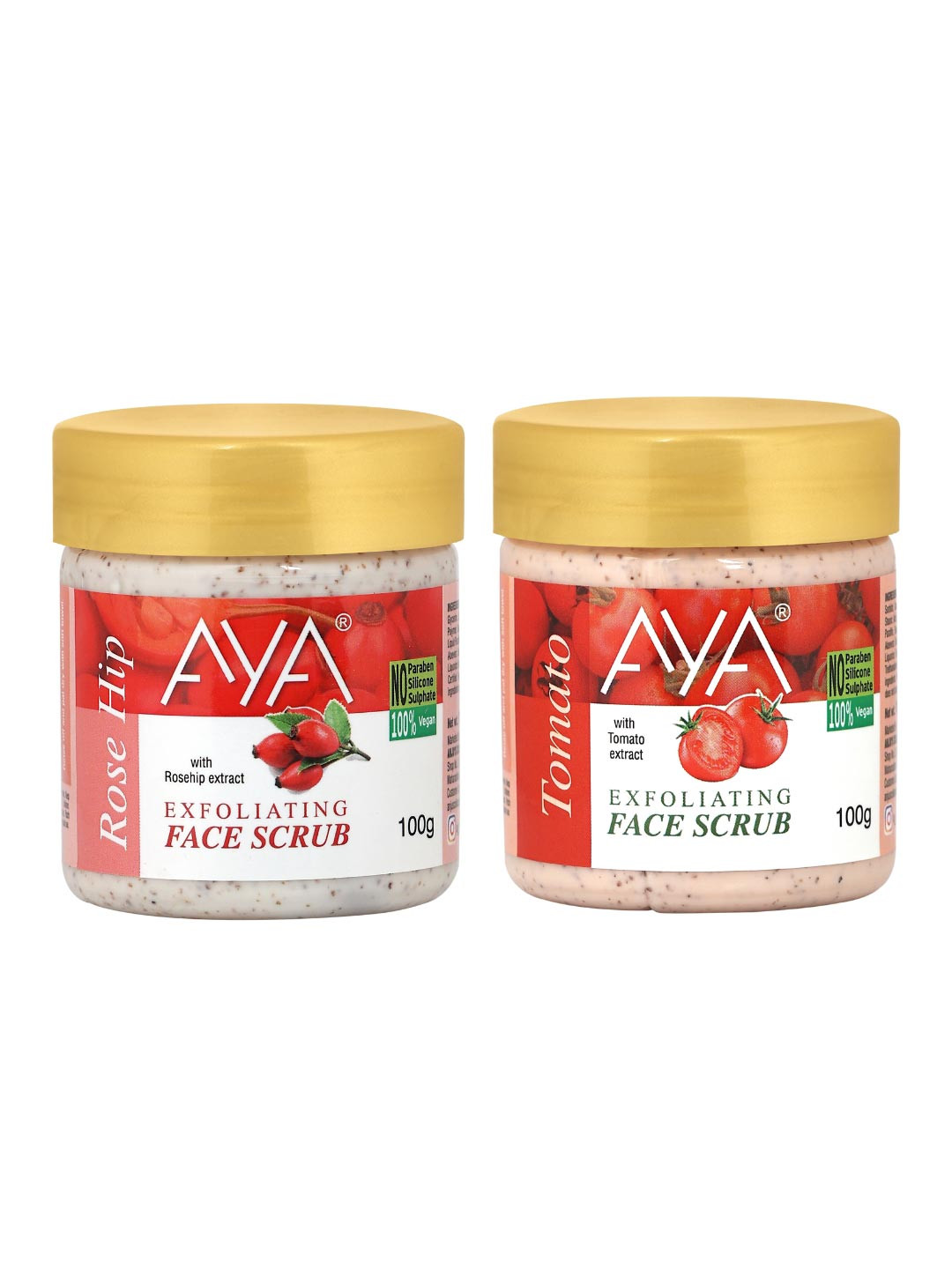 AYA Set of Rosehip & Tomato Exfoliating Face Scrubs - 100 ml Each