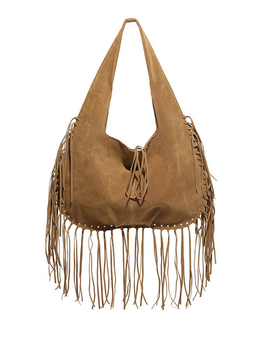 StyleCast x Revolte Women Solid Half Moon Fringed Hobo Bag