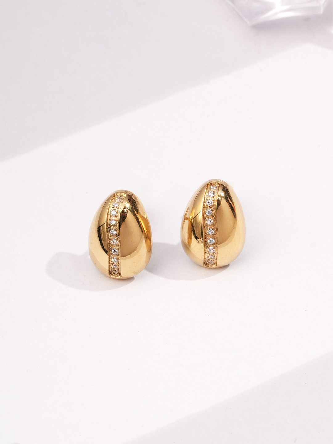 PALMONAS Gold-Plated Luxe Bean Waterproof Studs