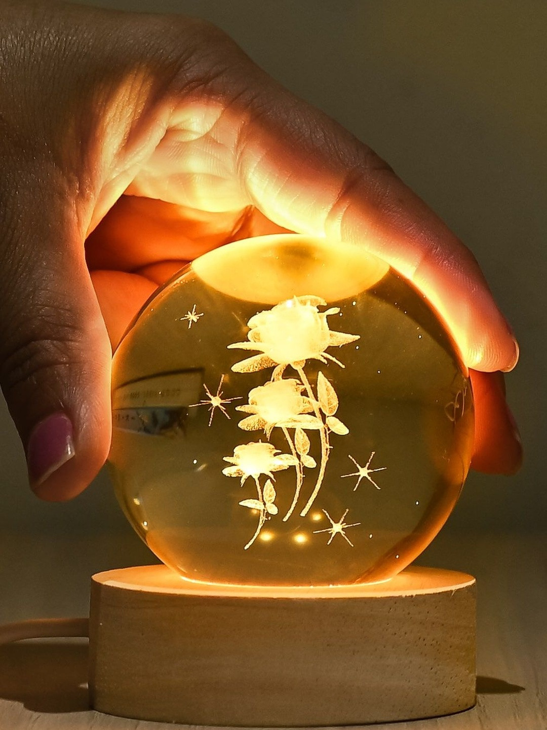 HINDCRAFT 3D Crystal Half Moon Night Lamp