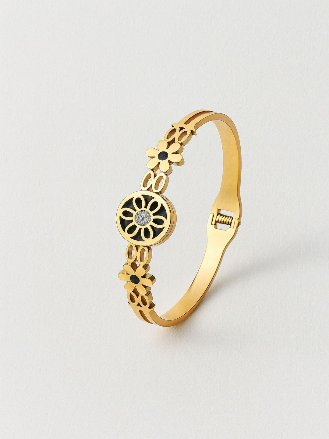 Fy Lane Gold-Plated Artificial Stones Studded Wraparound Bracelet