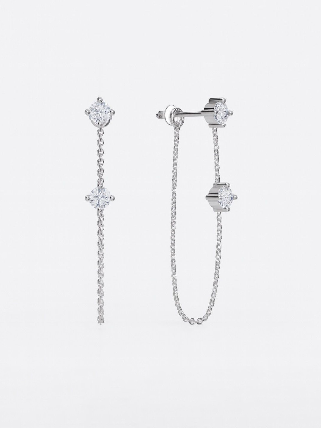Anushka Jain Jewellery 925 Sterling Silver Silver-Plated Double Stud Chai Drop Earrings