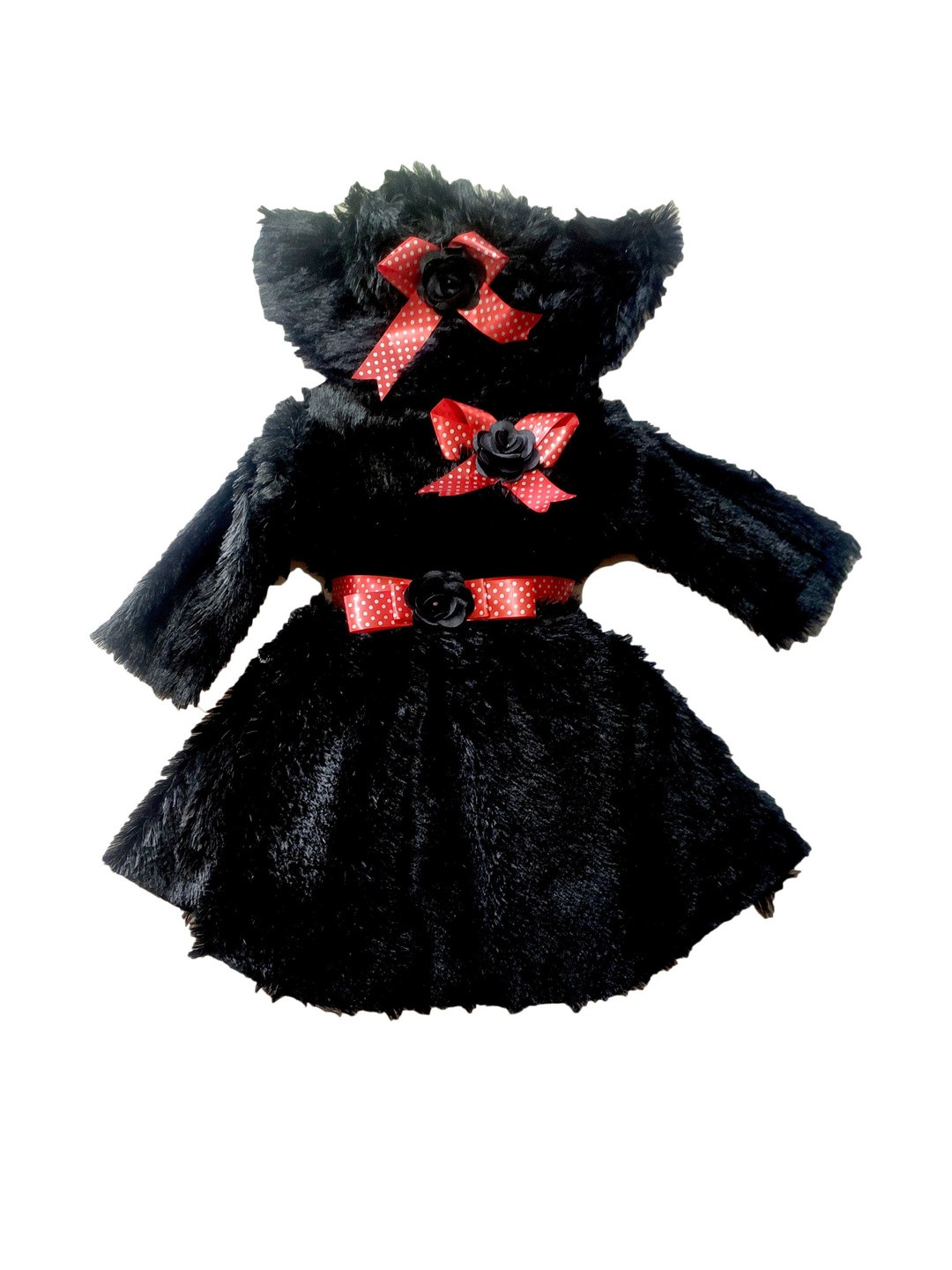 STUMBLE FASHION Girls Black Fur Party Frock