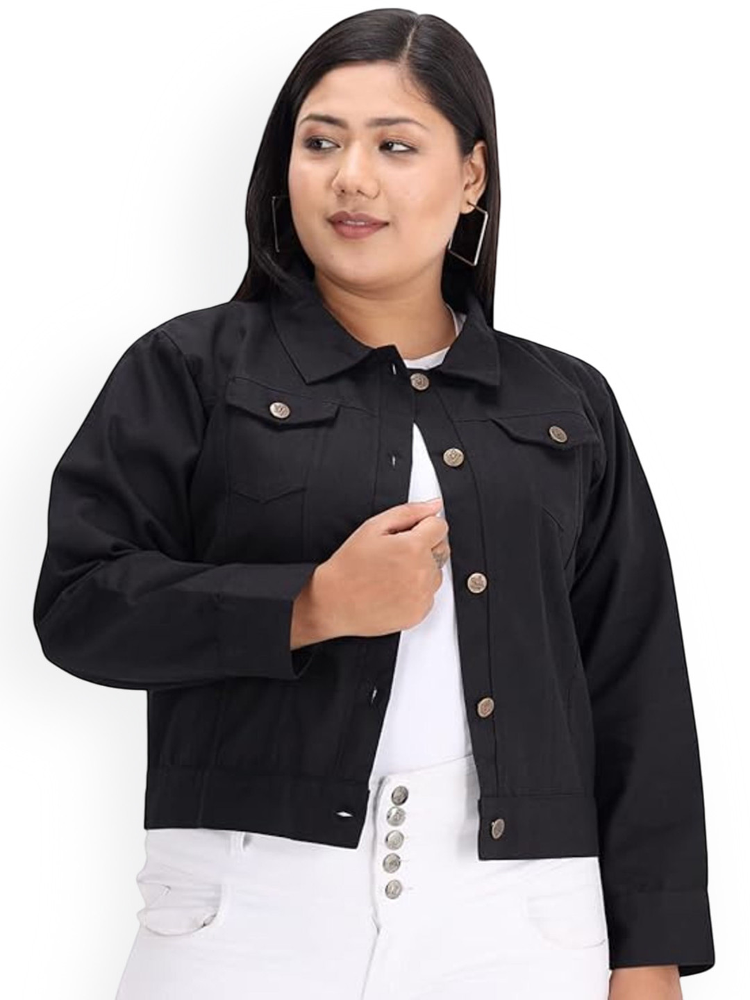 Tripursundari Fashion Lightweight Crop Denim Trucker Jacket