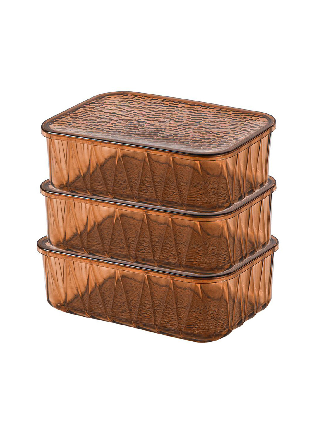 Kuber Industries Brown 3 Pieces Food Storage Containers 2.7L Each With Lid