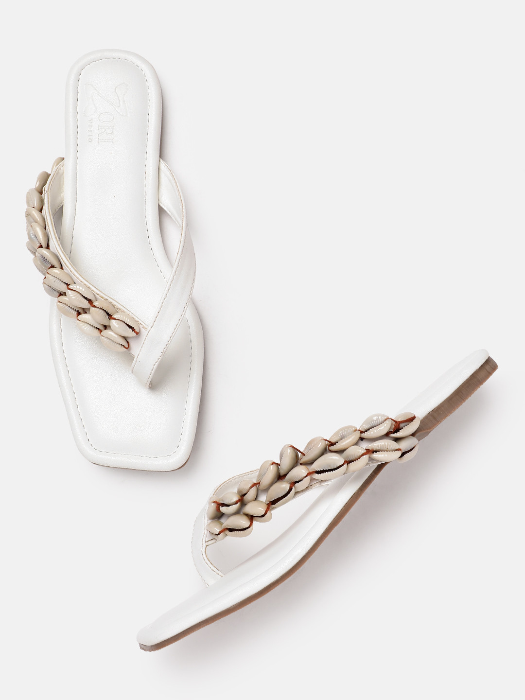 ZORI WORLD Women Embellished T-Strap Flats