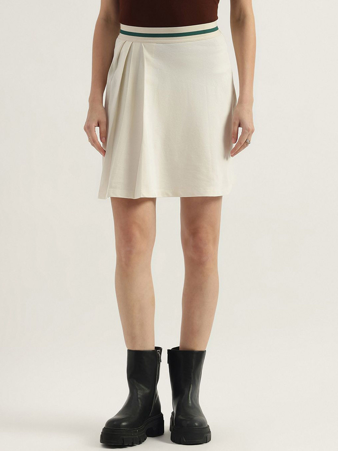 United Colors of Benetton Women Elastic Waist Half Pleat Skirt