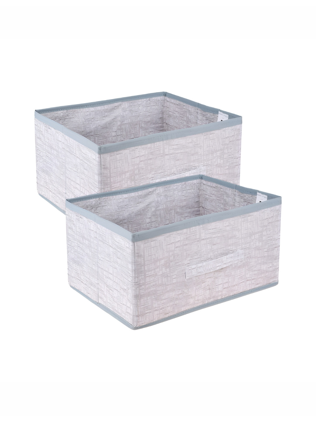 Aura Grey & Blue 2 Pcs Jute Printed Storage Box Multi-Utility Organisers