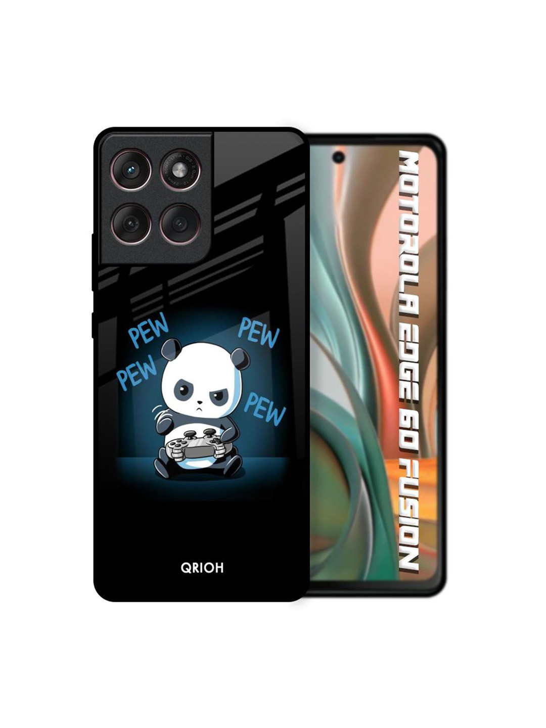 QRIOH Pew Pew Glass Case Motorola Edge 60 Fusion Back Case Mobile Accessories