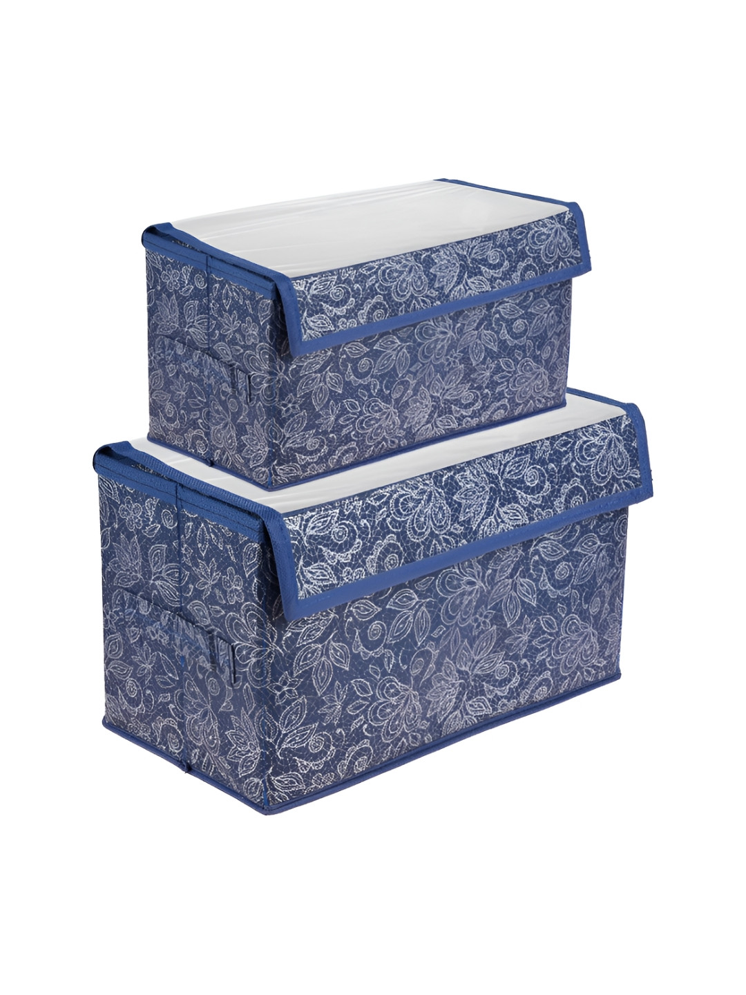 Aura Navy Blue & Grey 2 Pcs Flower Storage Box Multi-Utility Organisers