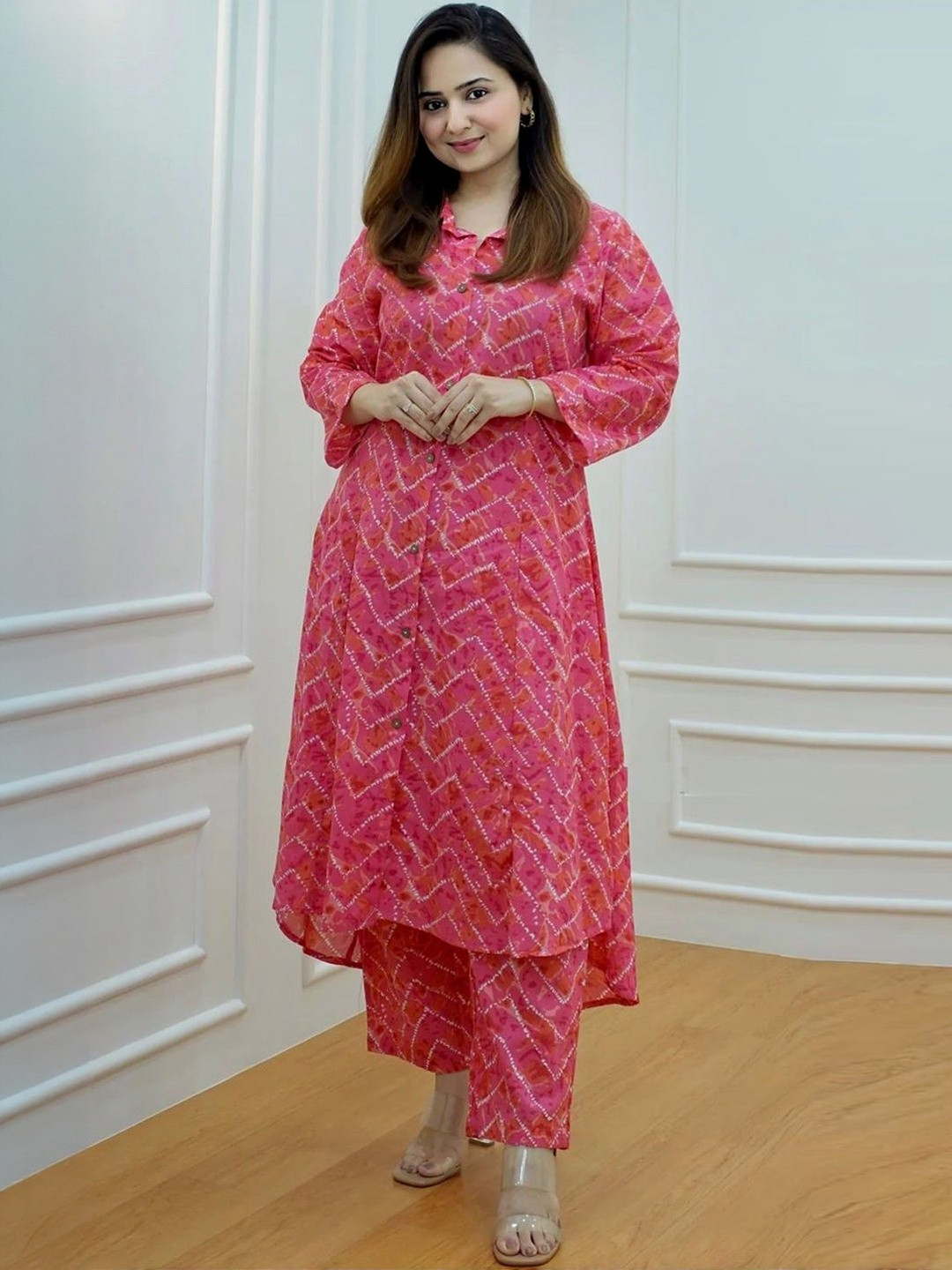 Moda Rapido Women Ethnic Motifs  Floral  A-Line Cotton Blanded Kurta Trouser