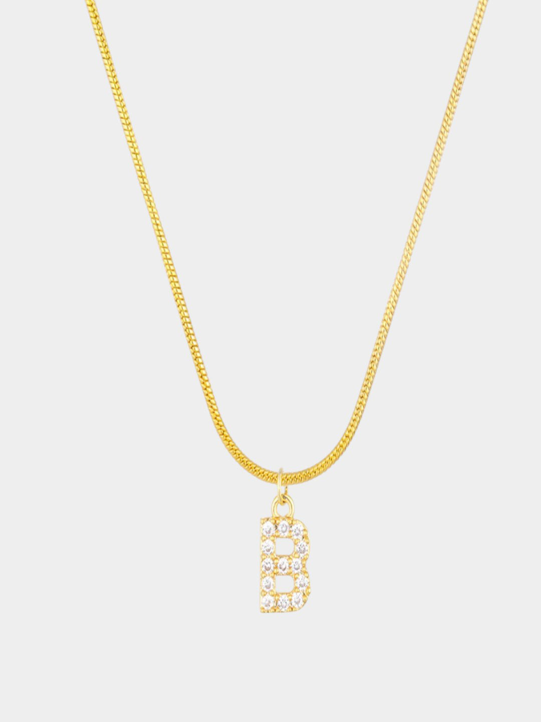 AQUASTREET 18K Gold Plated Anti-Tarnish Zircon Initial Letter B Pendant Necklace