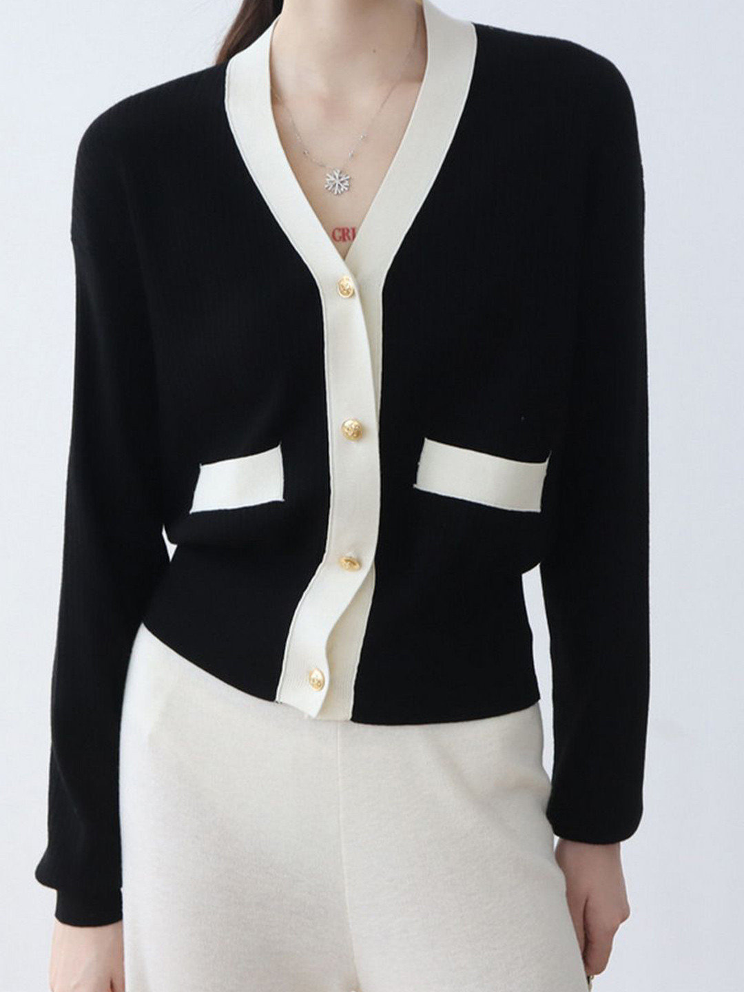 StyleCast Women Ribbed Contrast Trim Cardigan