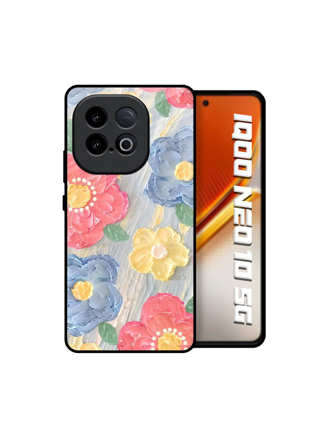 QRIOH Unisex Floral Printed Canvas Glass Case iQOO Neo 10 5G Back Case Mobile Accessories