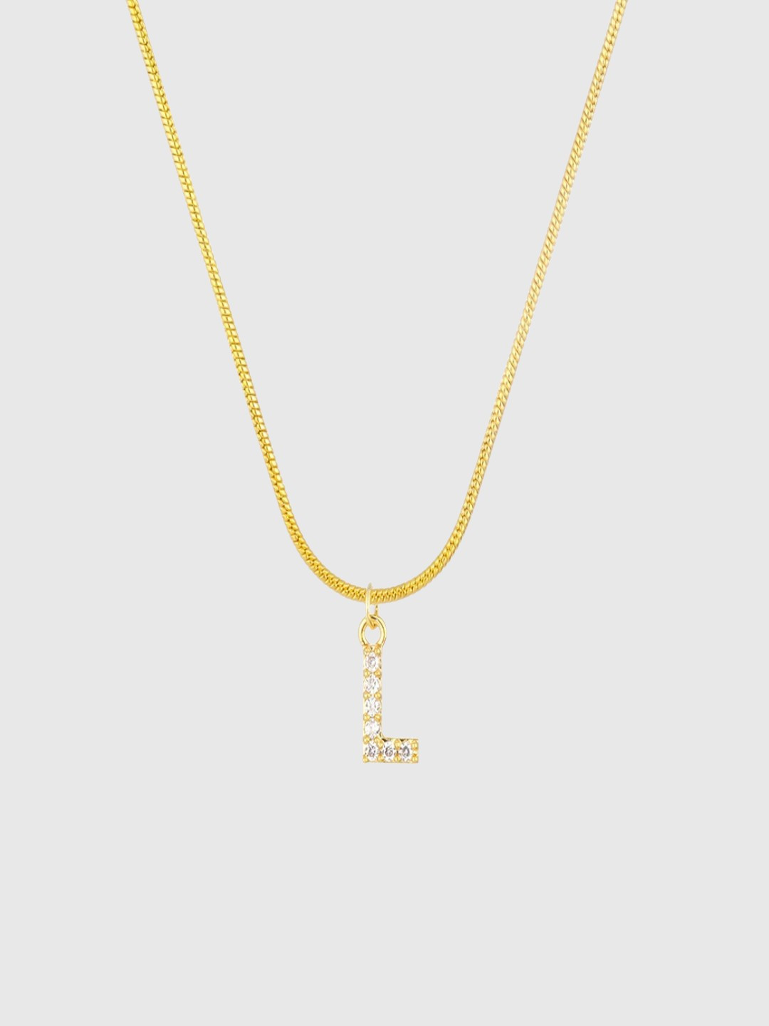 AQUASTREET 18K Gold Plated Anti-Tarnish Zircon Initial Letter L Pendant Necklace