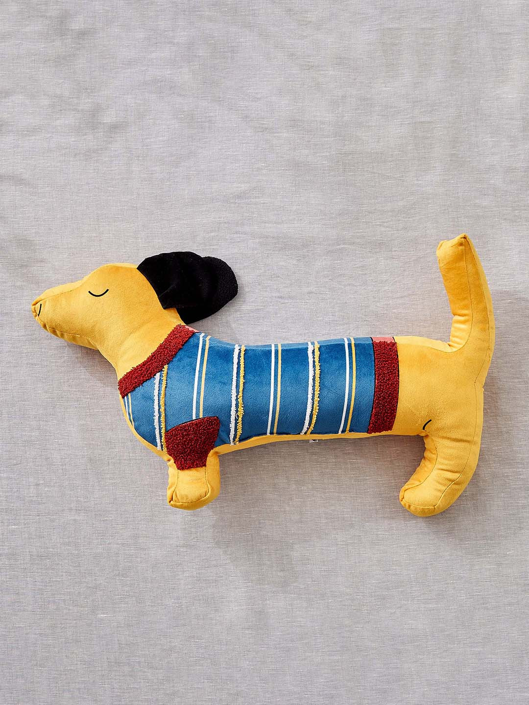 Home Centre Slate Kids Yellow & Blue Puppy-Shaped Pre-Filled Cushion