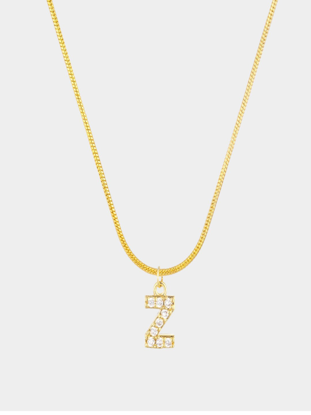 AQUASTREET 18K Gold Plated Anti-Tarnish Zircon Initial Letter Z Pendant Necklace