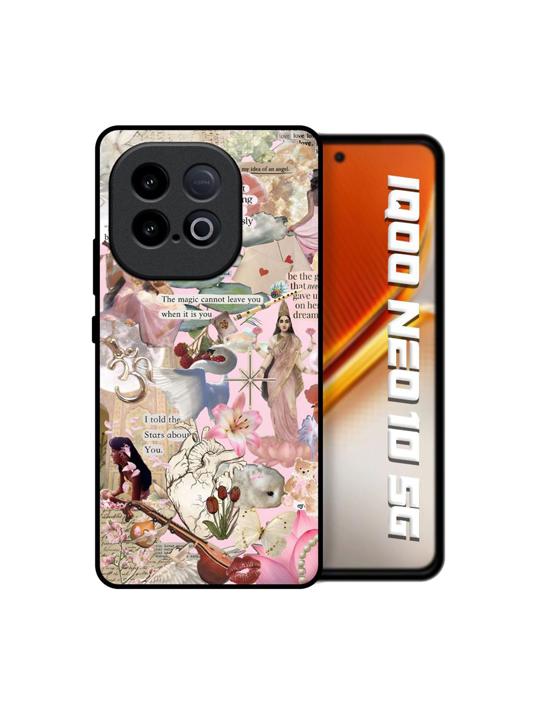 QRIOH Unisex Printed Elegance Glass Case For iQOO Neo 10 5G Back Case Mobile Accessories