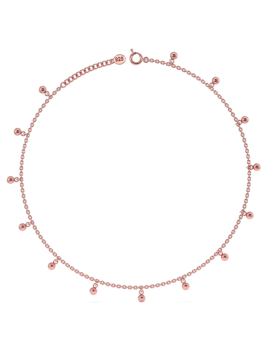 Whitehathi 925 Sterling Silver Rose Gold-Plated Skin Friendly Anklet