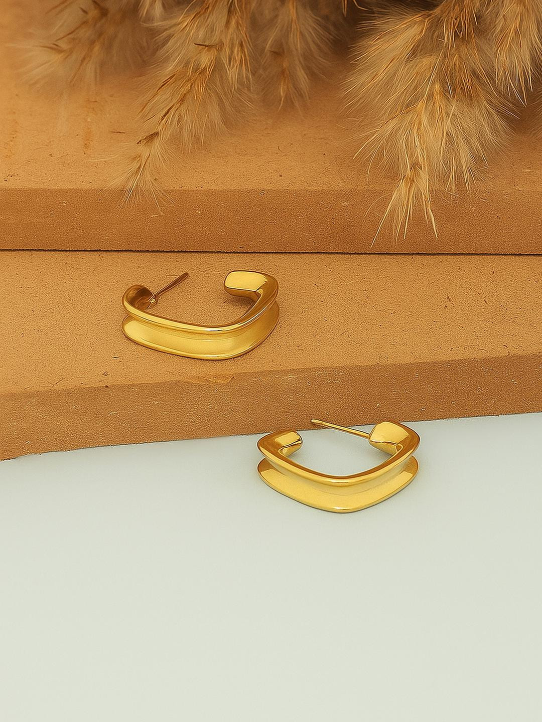 Beenth & Doneth Gold Plated Square Loop Earrings