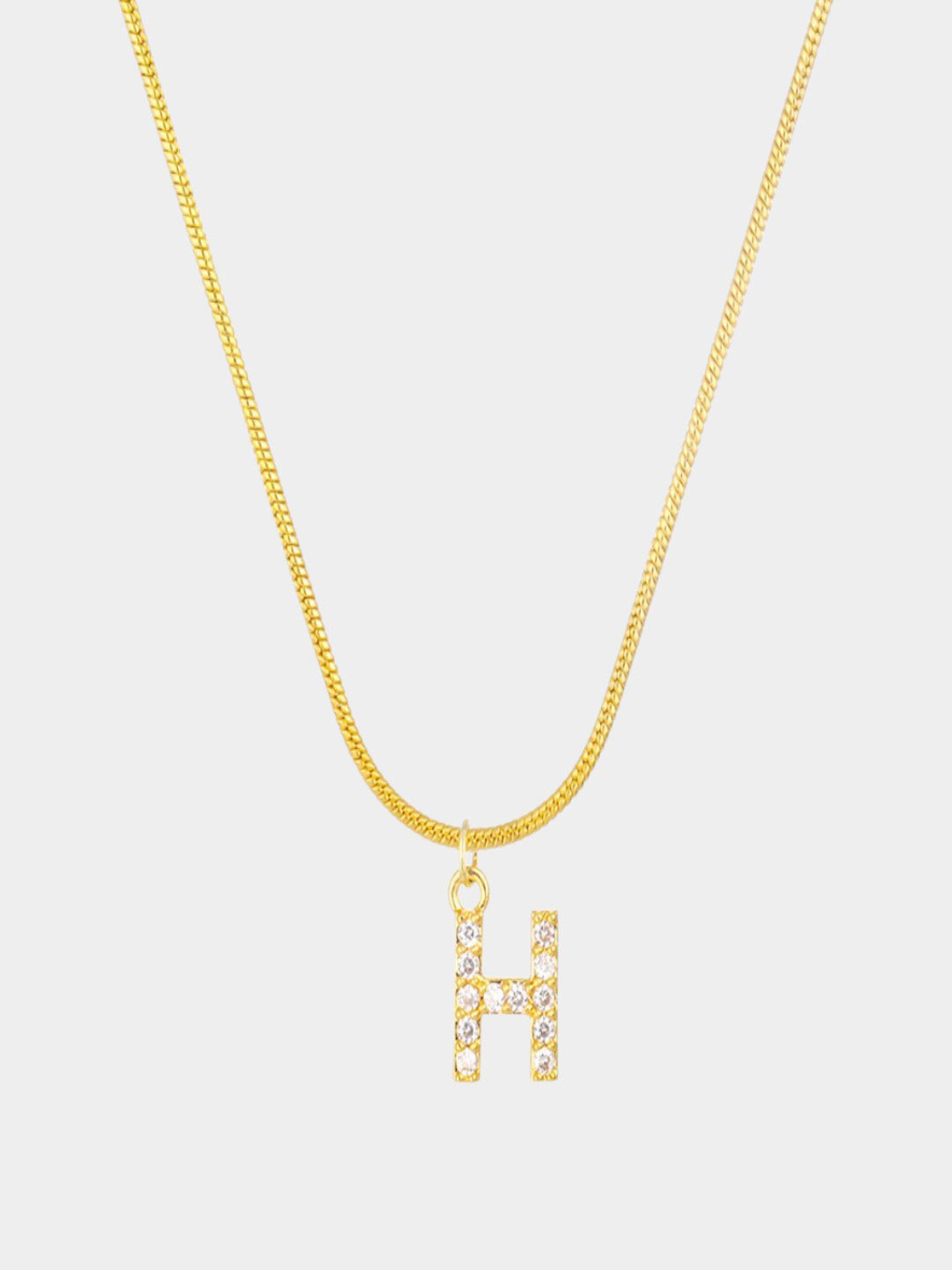 AQUASTREET 18K Gold Plated Anti-Tarnish Zircon Initial Letter H Pendant Necklace