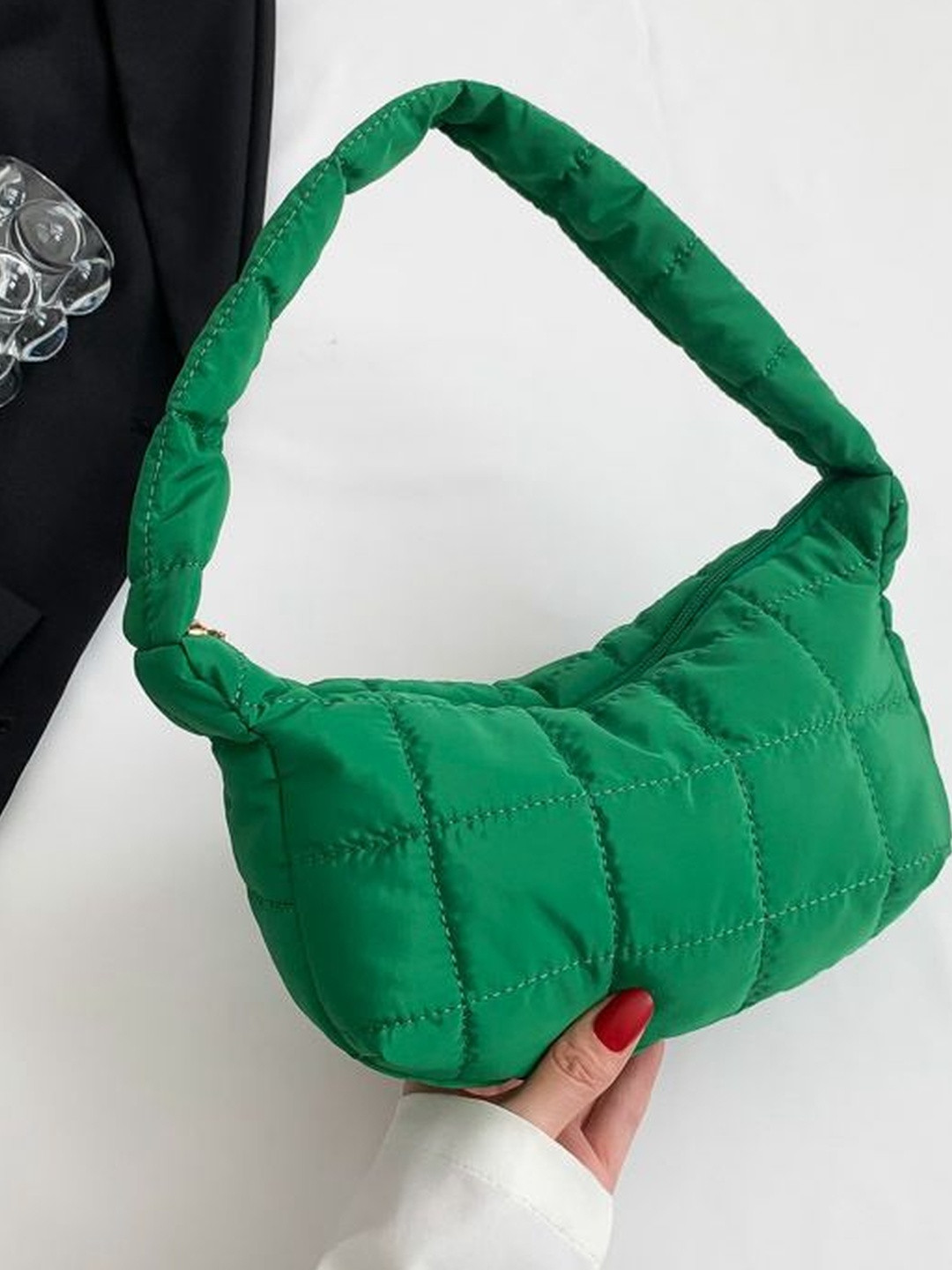 CORSICA Green Quilted Hand Bag