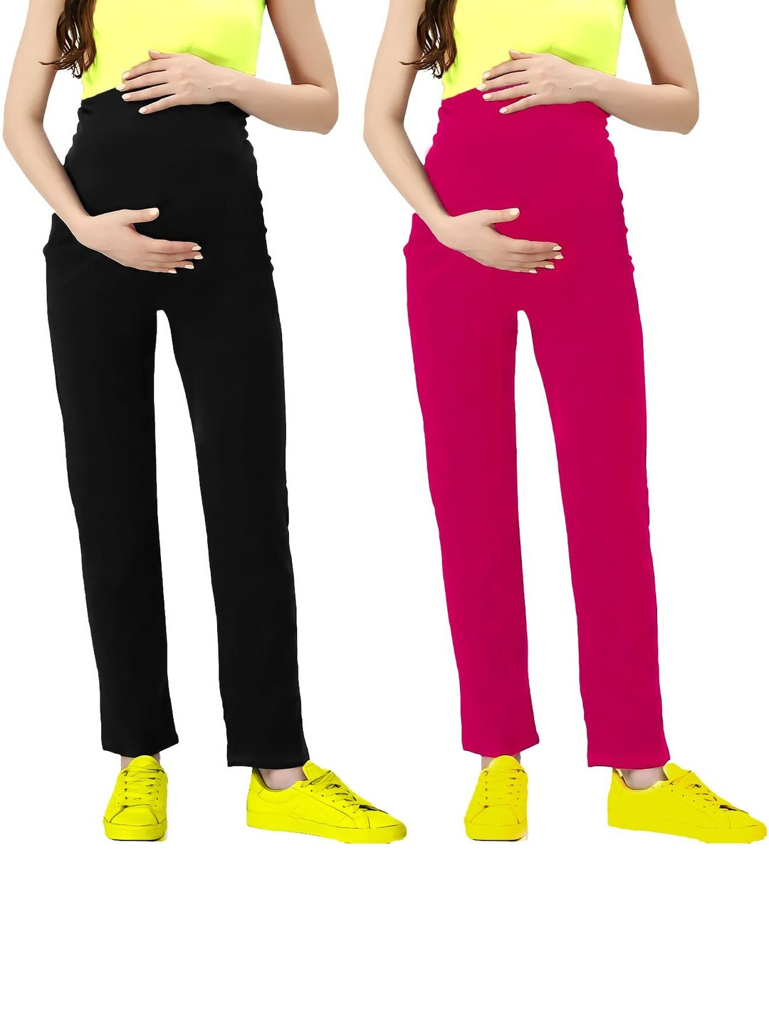 LENAM Pack Of 2 Soft Cotton Lycra Stretchable Maternity Pants