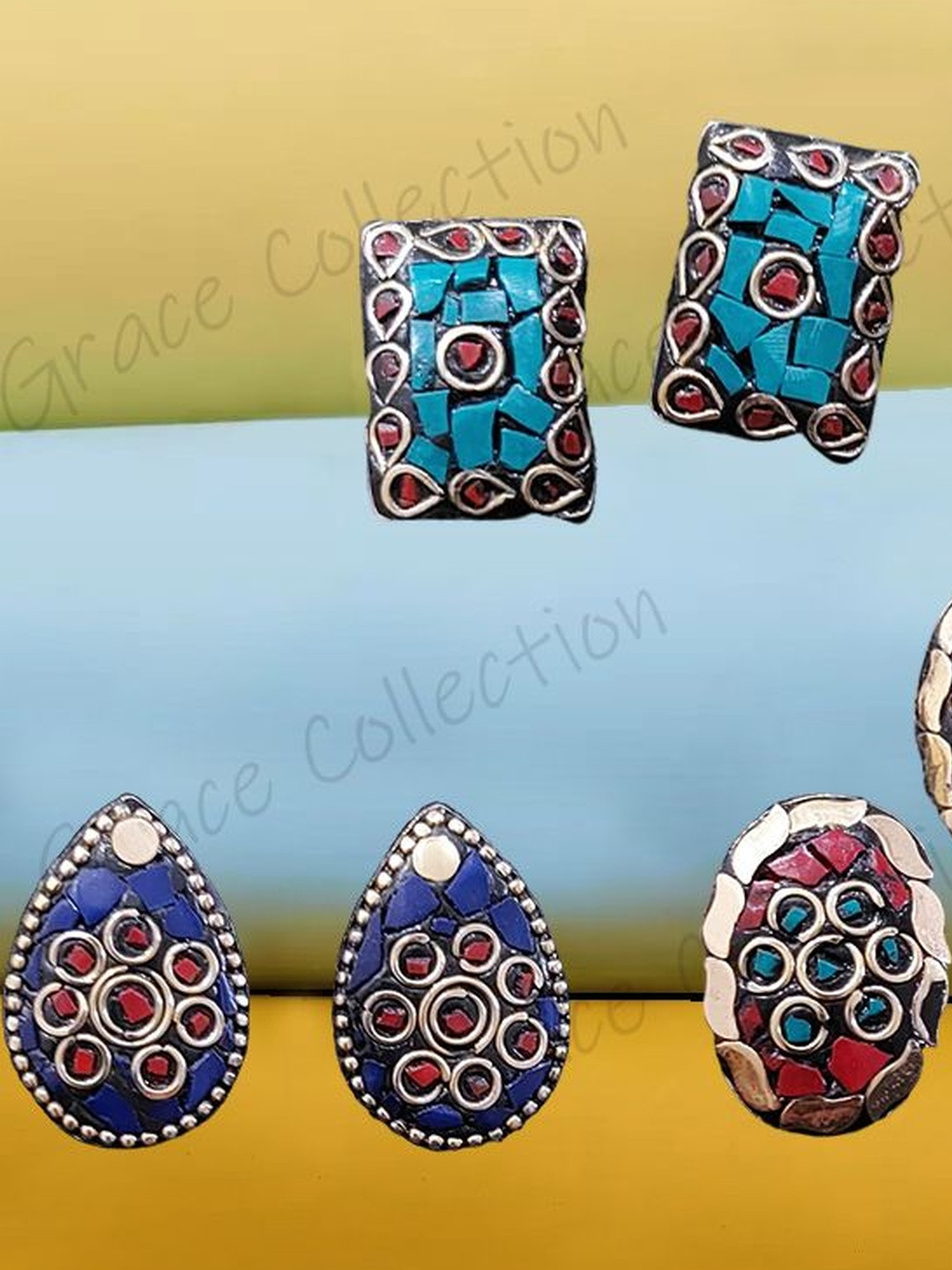 Grace Collections Women Copper Tribal Charm Earrings