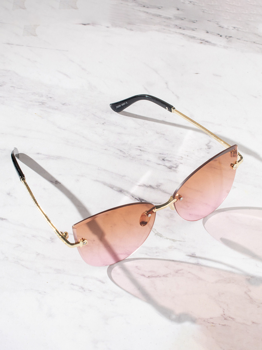 Leeway Unisex Pink Lens & Gold-Toned Cateye Sunglasses KALVEERA-1699-PINK-2ND