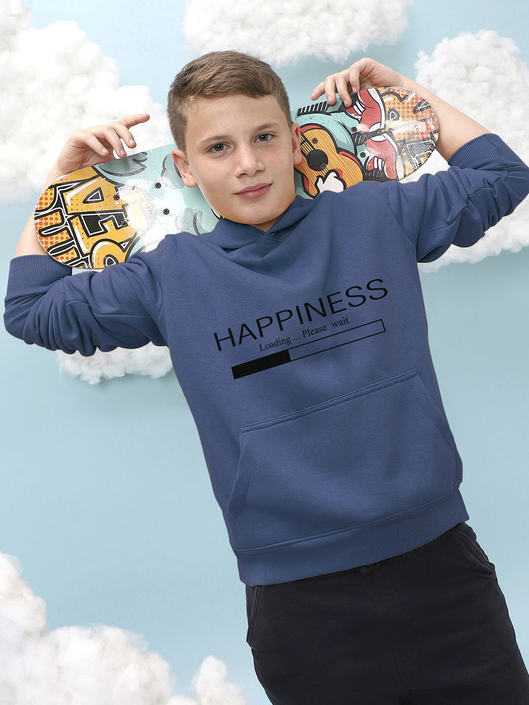 Instafab Boys Printed Pullover Hooded Sweatshirt
