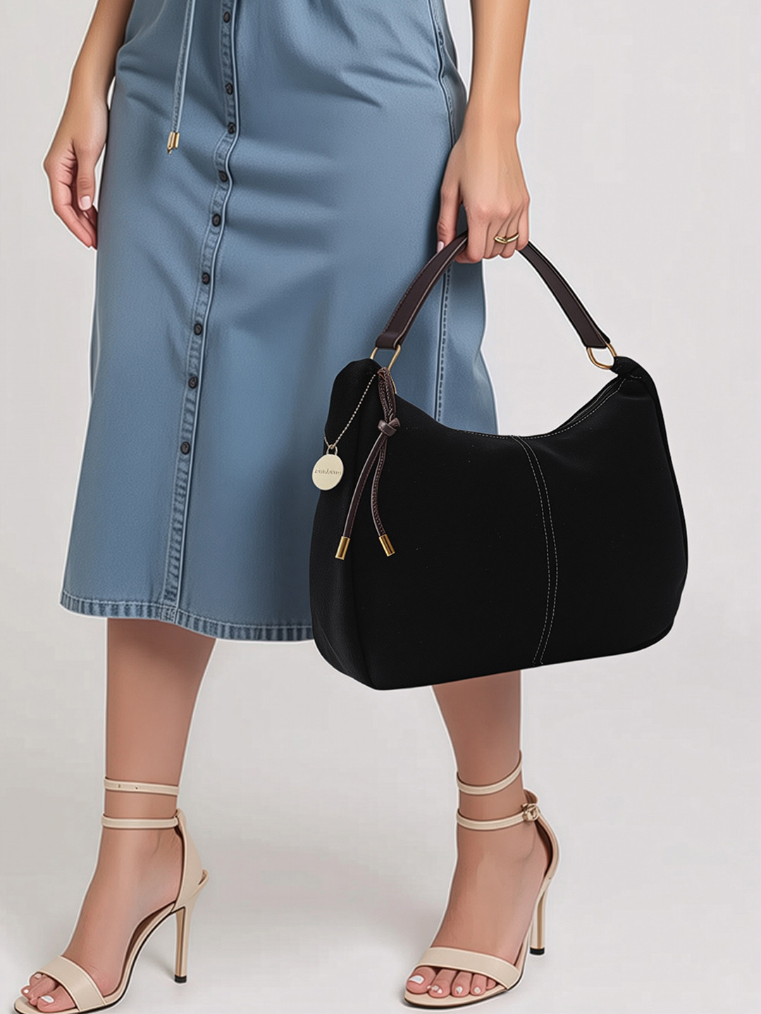 DressBerry Suede Half Moon Hobo Bag