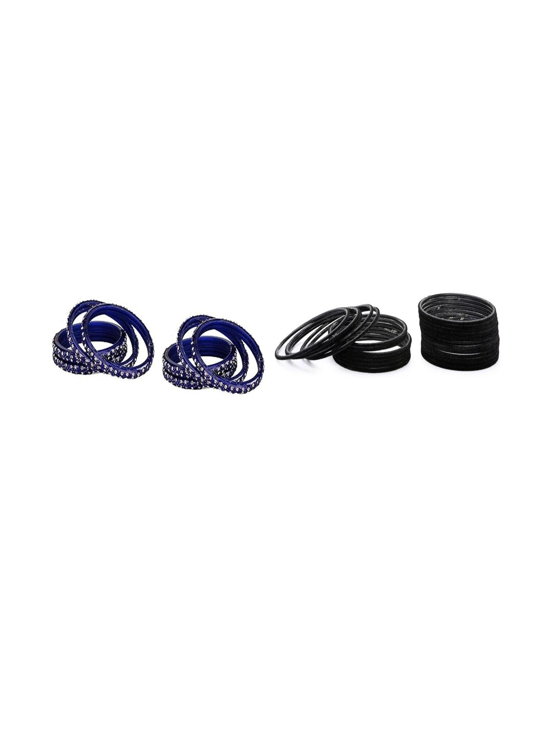 1ST TIME Set Of 32 Blue Alloy Artificial Stones & Beads Bangles