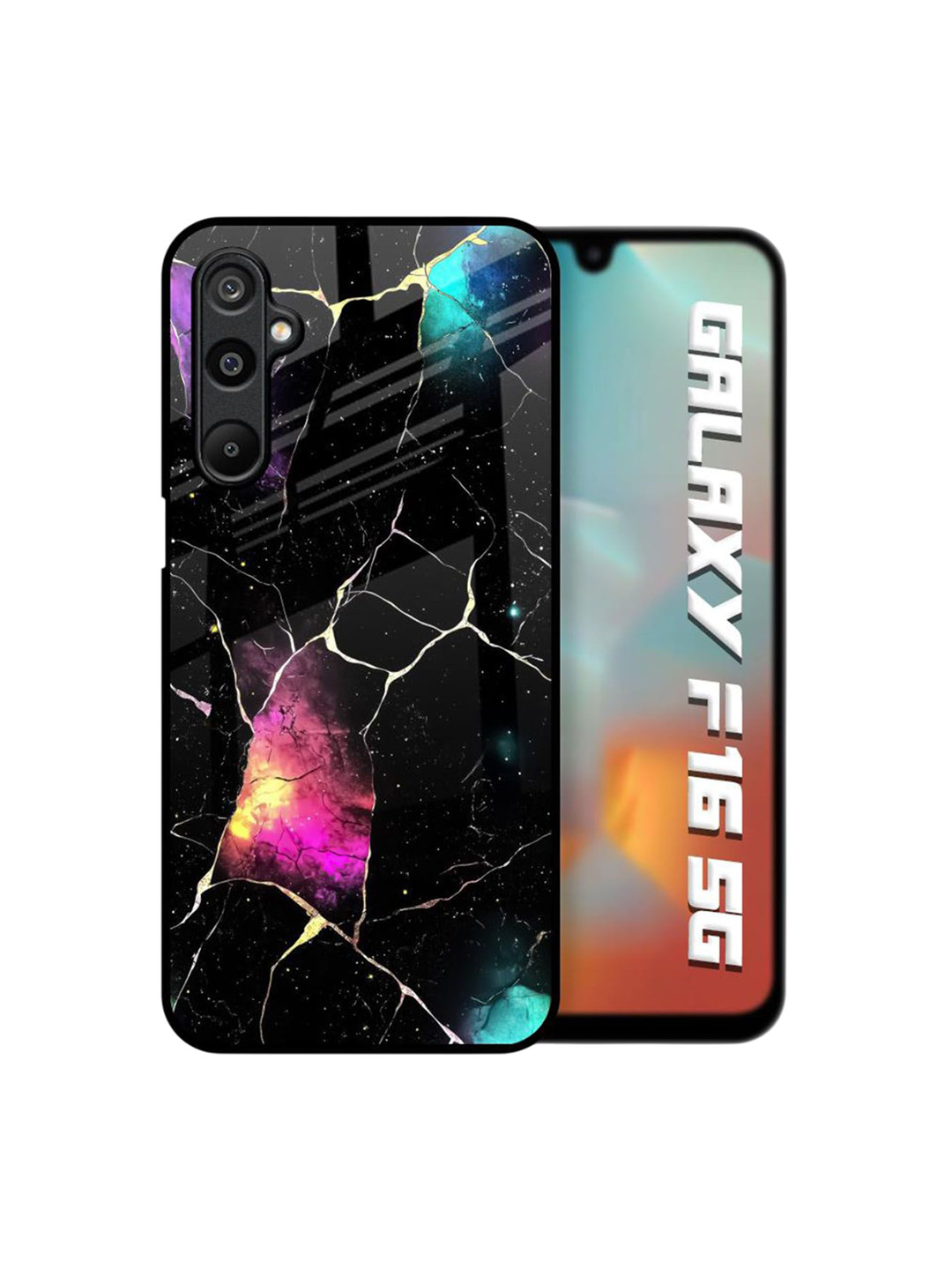 QRIOH Cosmic Canvas Printed Glass Back Case for Samsung Galaxy F16 5G