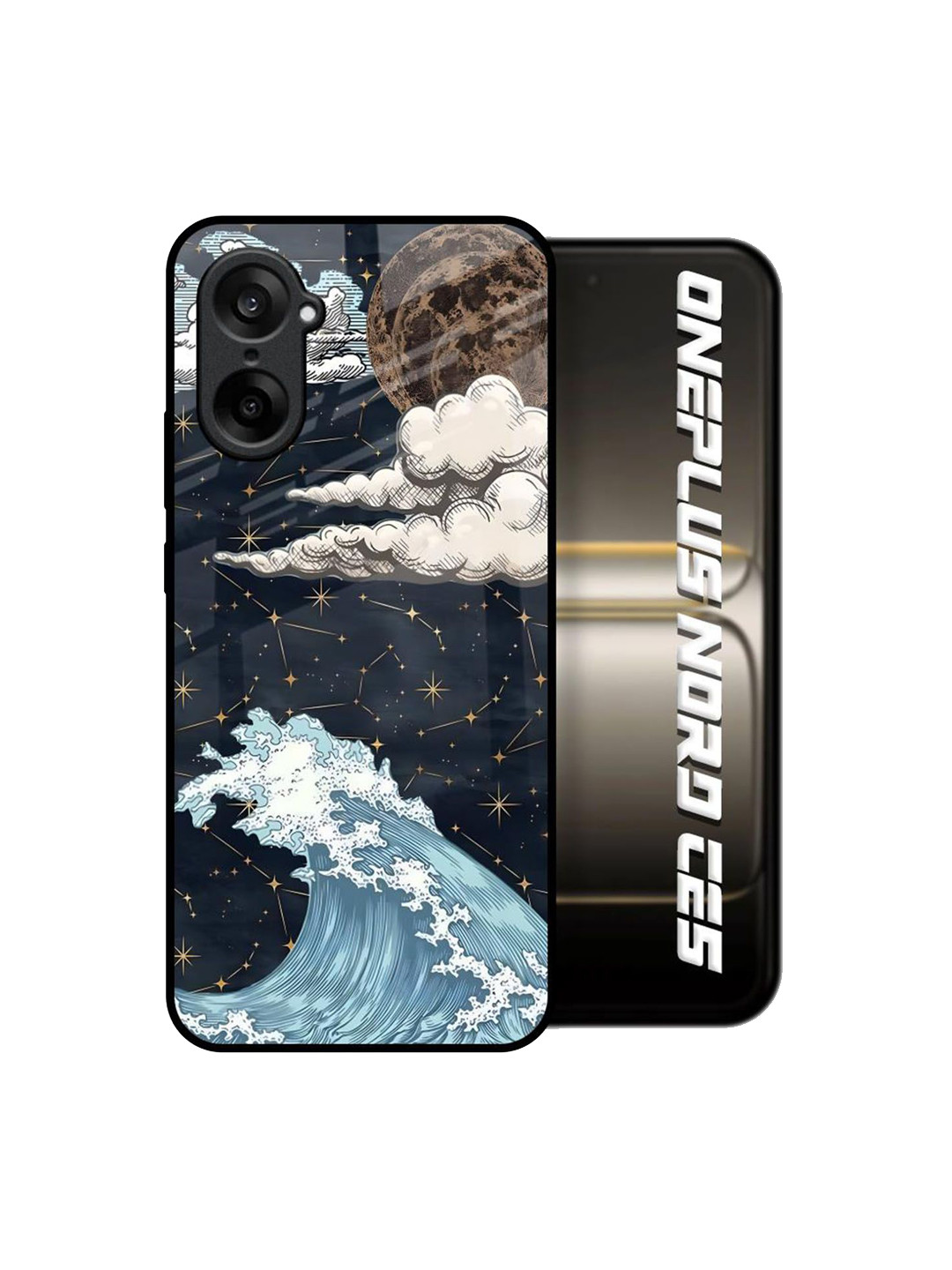 QRIOH Unisex High Tides Glass Case for OnePlus Nord CE5 5G Back Case Mobile Accessories