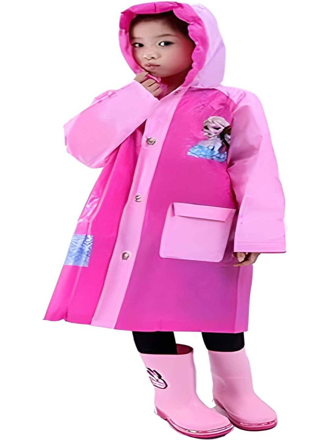 THE. Unisex Kids Pink Barbie Printed Raincoat With Bag Space
