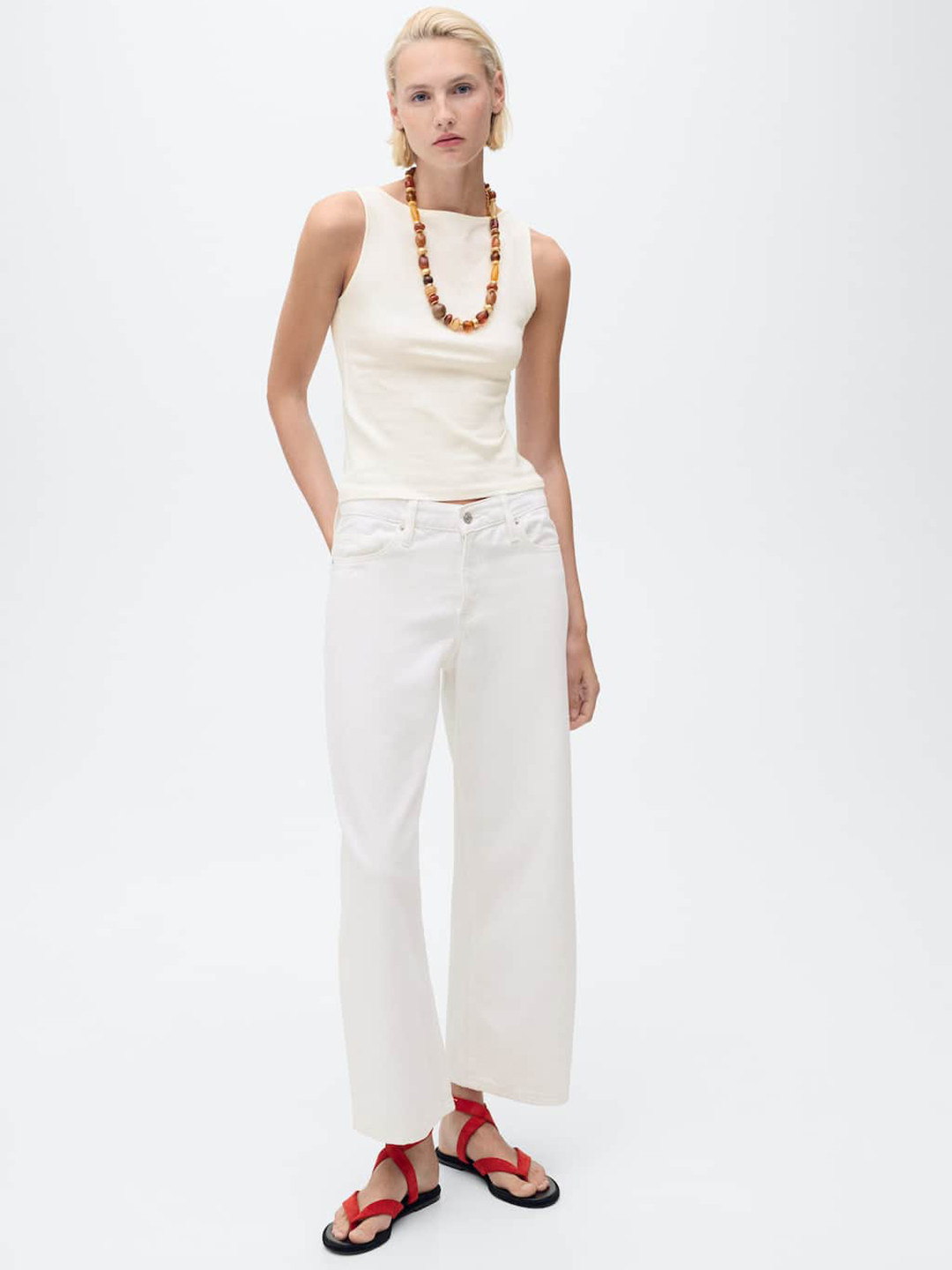 MANGO Boat Neck Tank Crop Top