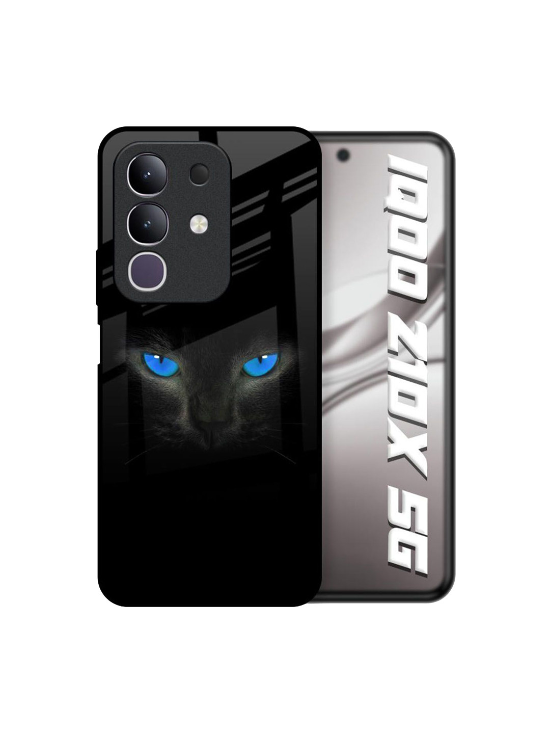 QRIOH Blue Eyes Printed IQOO Z10x 5G Glass Back Case Mobile Accessories
