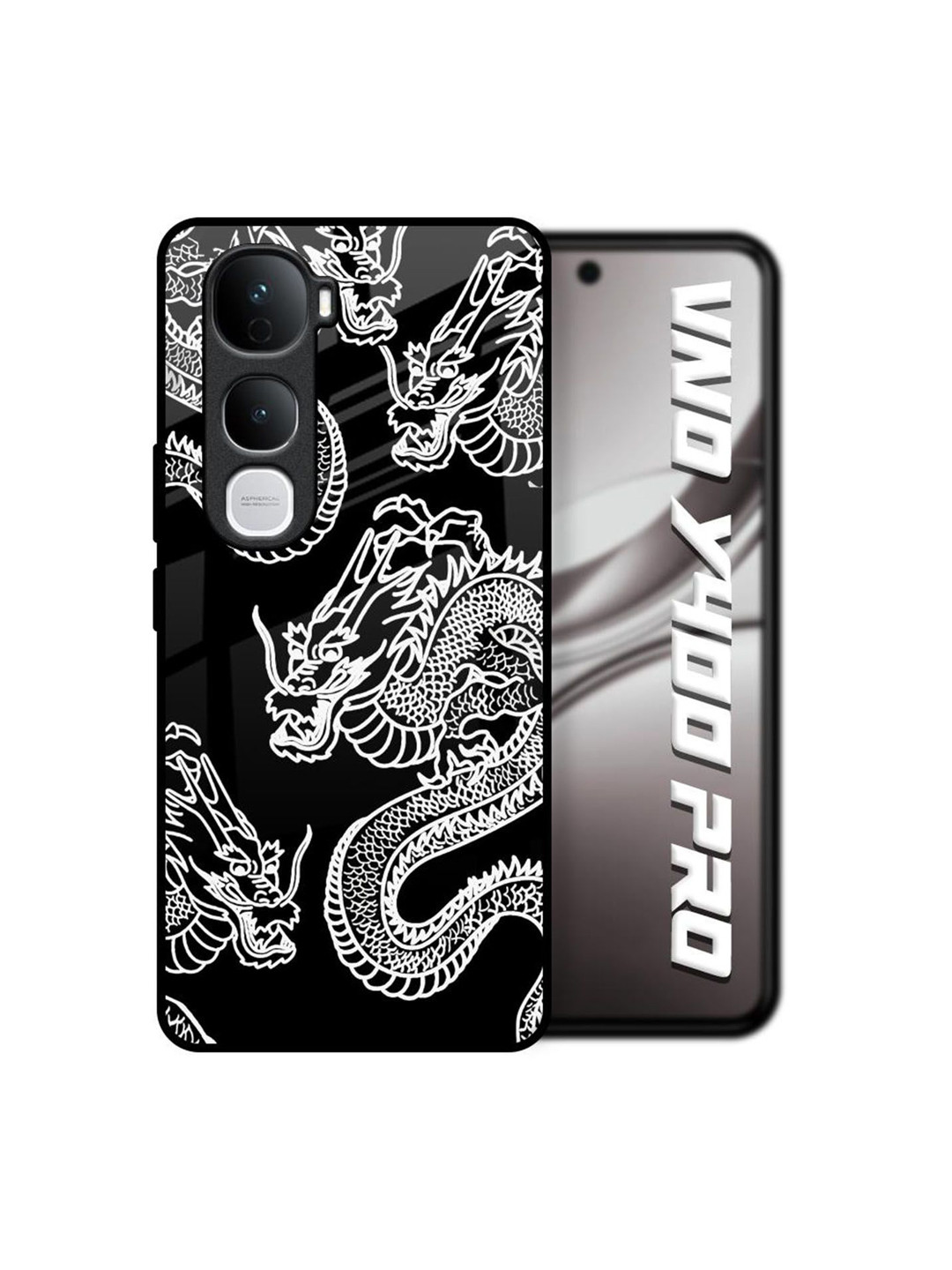 QRIOH White Dragon Printed Vivo Y400 Pro 5G Back Case Mobile Accessories