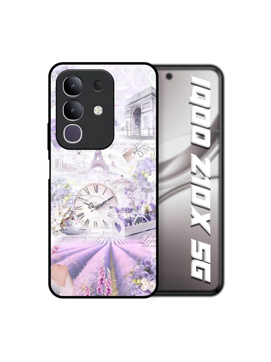 QRIOH Floral Printed IQOO Z10x 5G Vintage Time Glass  Back Case Mobile Accessories