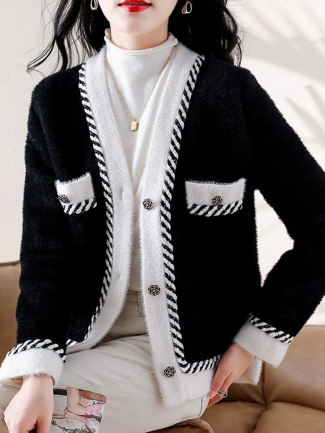 StyleCast Women  Faux Fur Cardigan