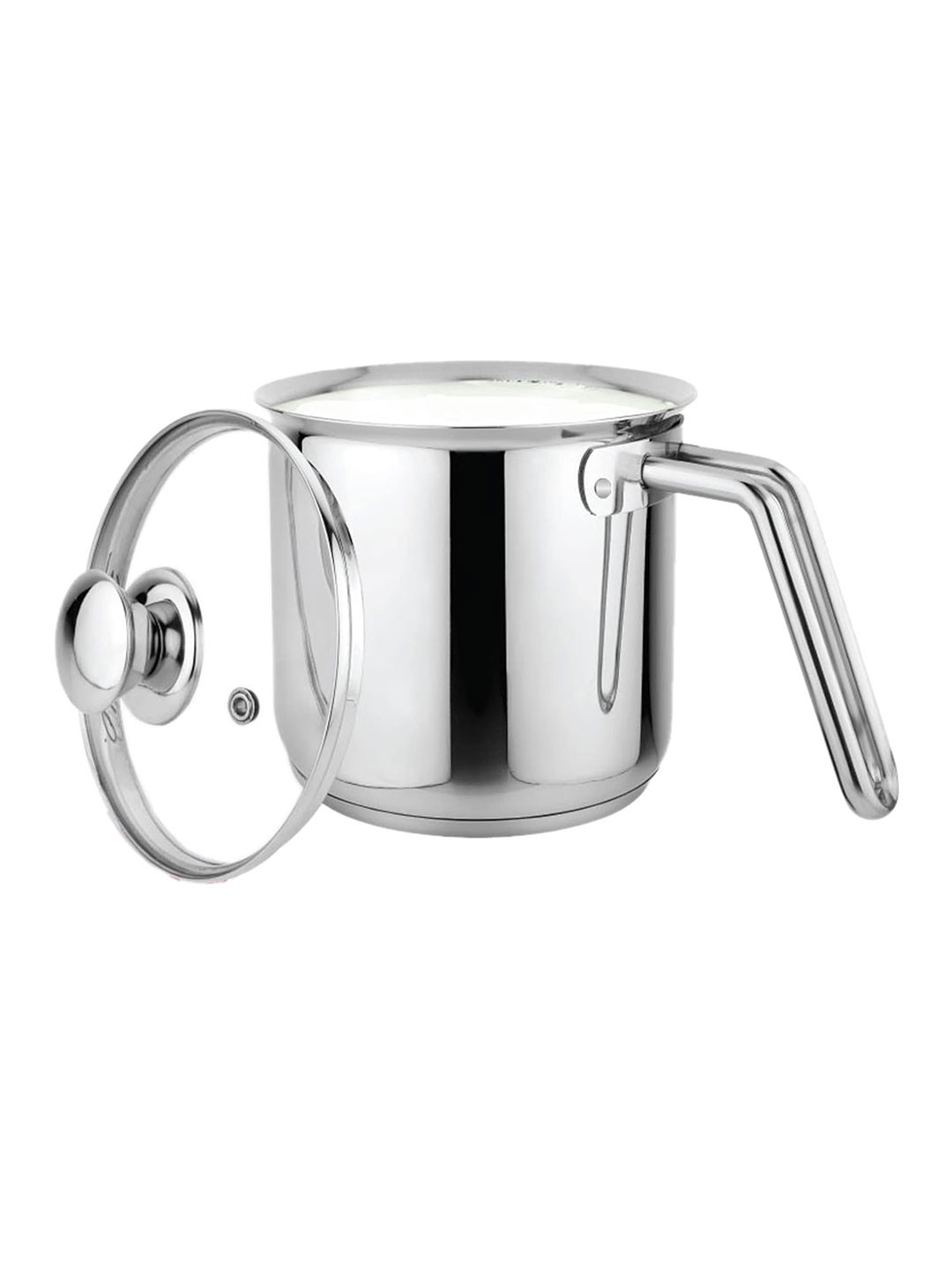Prabha Stainless Steel Enzo Milk Pot 1.0 L with Glass Lid 11 cm