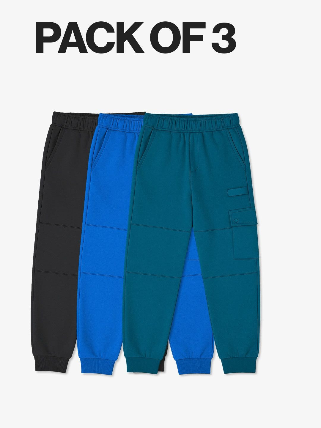 Dotokids Kids Pack of 3 Cotton Cargo Joggers