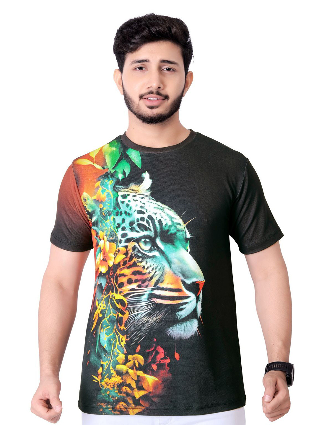 CHANDRASTYLE Standard Floral Printed Round Neck Cotton Shirt